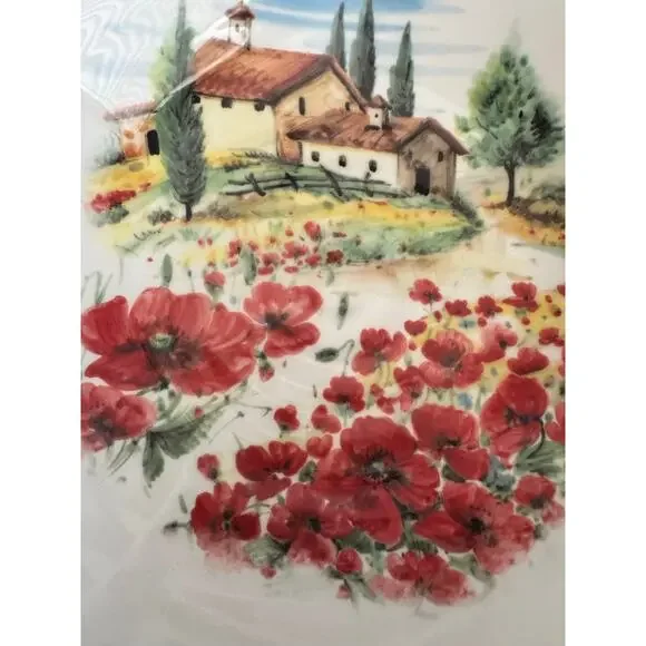Ceramica Cuore Made in Italy Tuscan Poppies 8.5” Bowl
